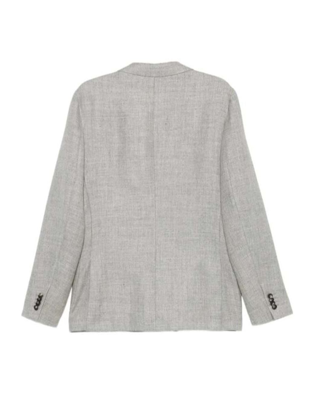 Zegna Gray Notched-Lapel Single-Breasted Blazer for men
