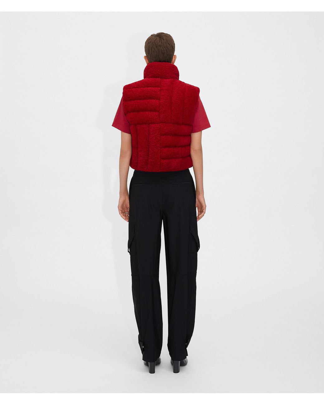 Bottega Veneta Red Quilted Zip-Up Sleeveless Jacket