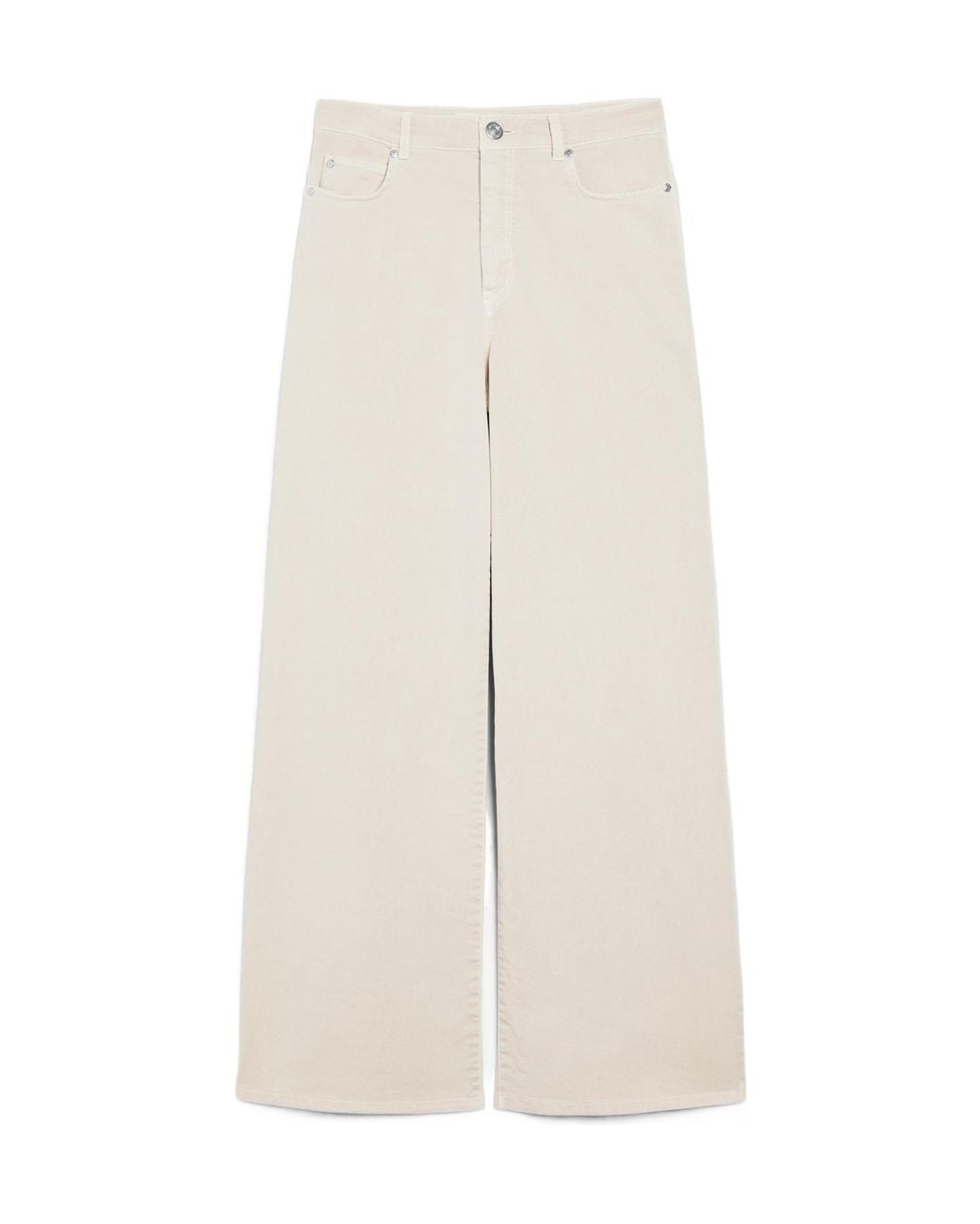 Weekend by Maxmara White Medina Logo Patch Wide Leg Trousers