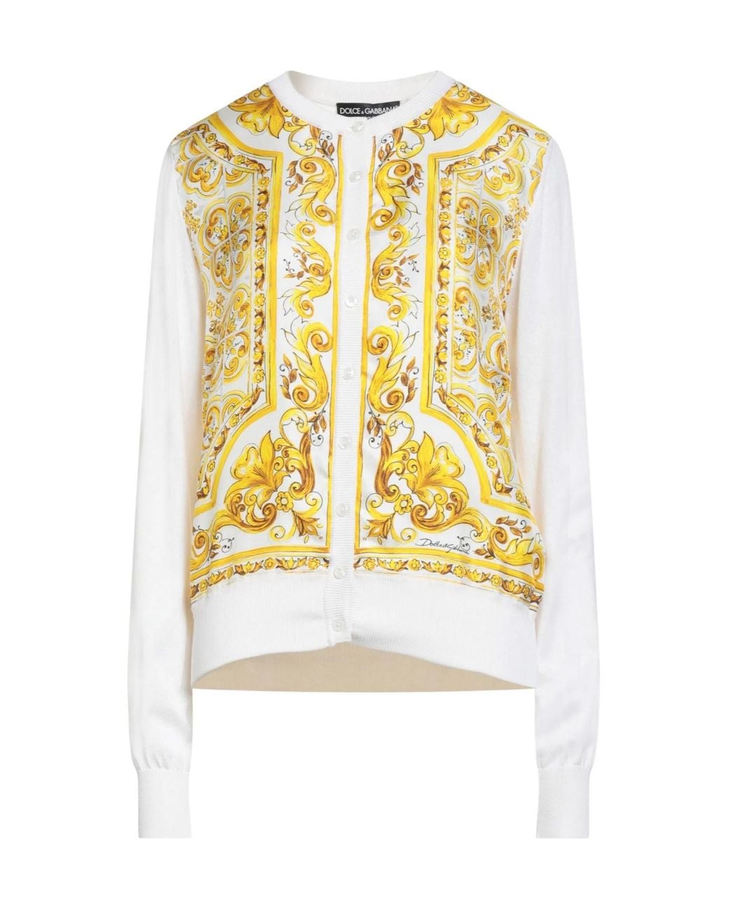 Dolce & Gabbana Yellow Multi-Color Satin Knit Top