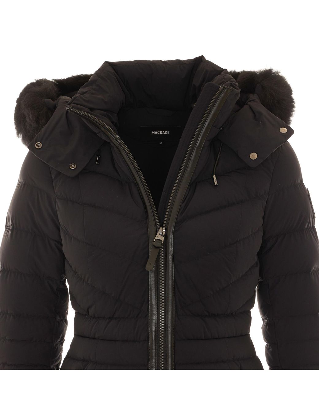 Mackage Black Down Jacket With A Fur Collar