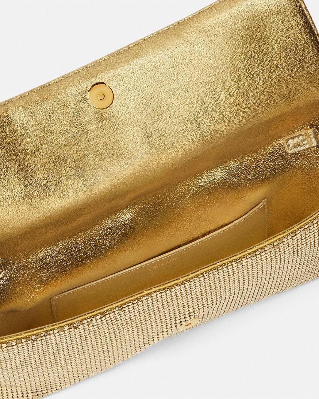 Versace Natural Embellished Chain-Linked Clutch Bag