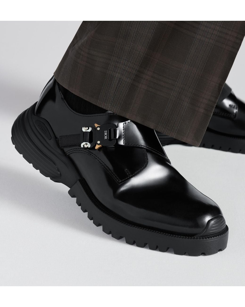 Dior Black Combat Buckled Monk Shoes for men
