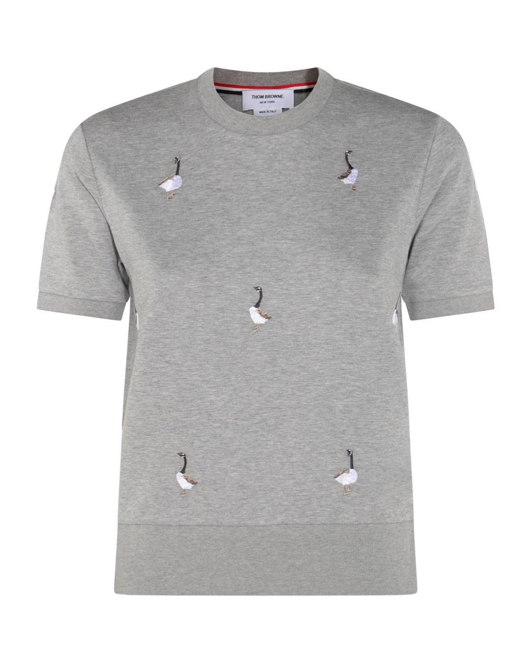 Thom Browne Gray Logo Patch Geese-Embroidered T-Shirt