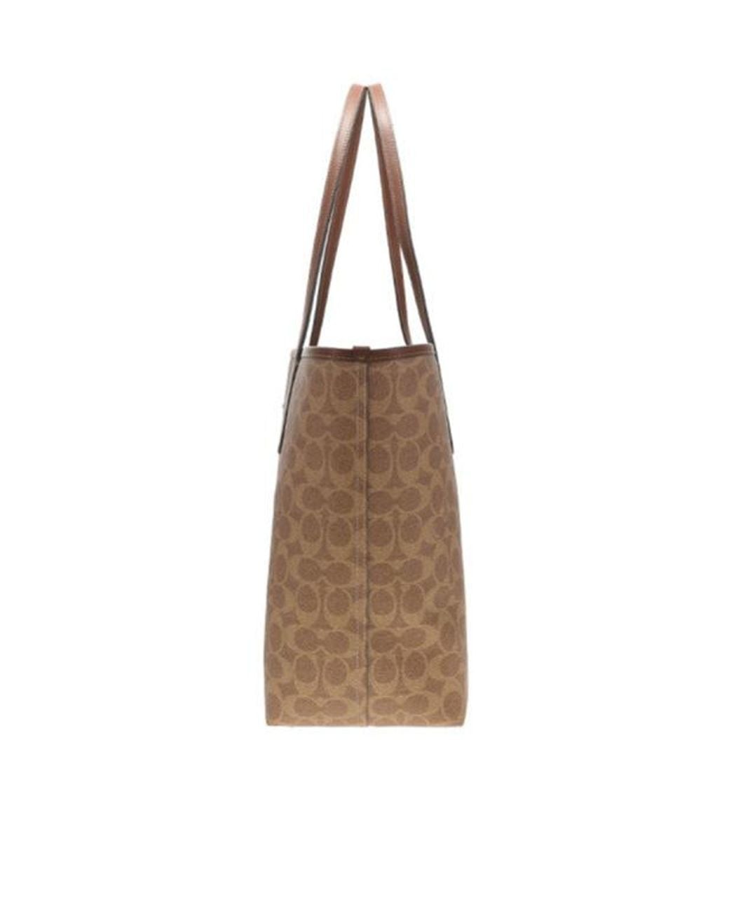 COACH Brown Logo Print Tote Bag