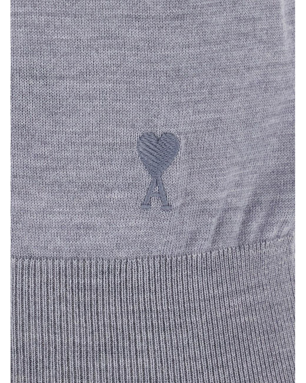 AMI Gray Short-Sleeve Polo Top