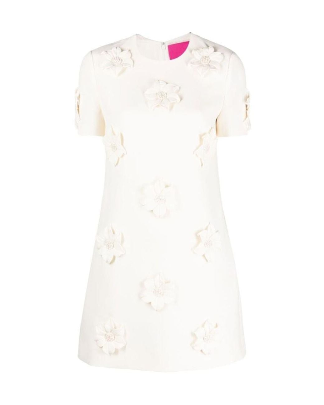 Valentino White Floral-Appliquéd Minidress