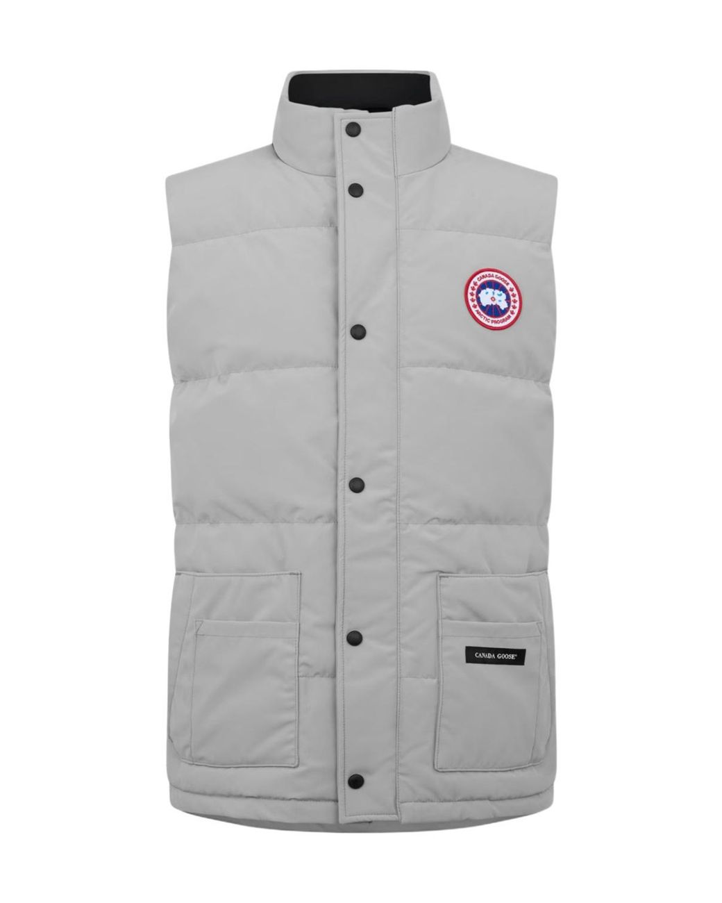 Canada Goose Gray Down Vest With Logo Patch for men
