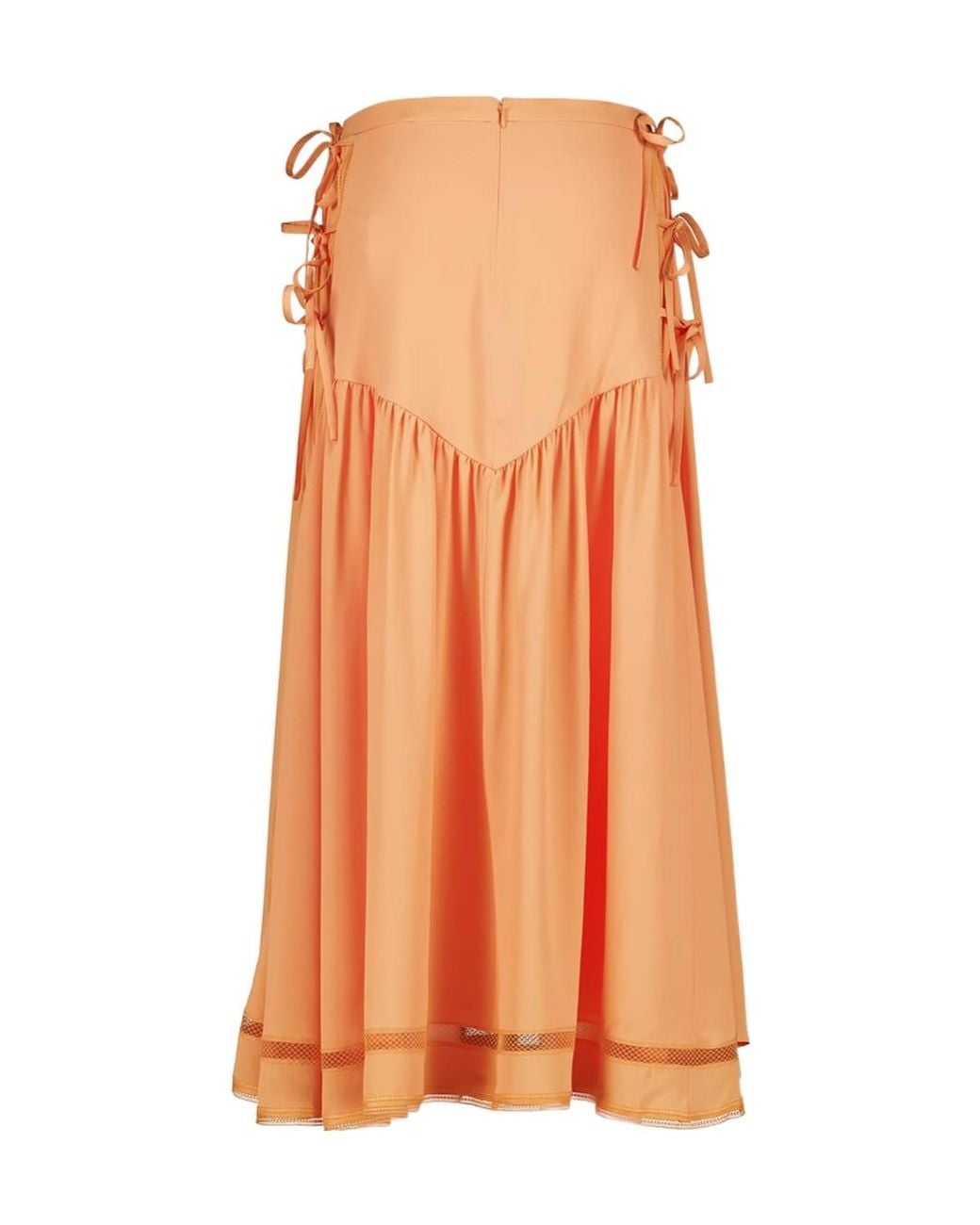 Rabanne Orange Bow-Detail Pleated Skirt