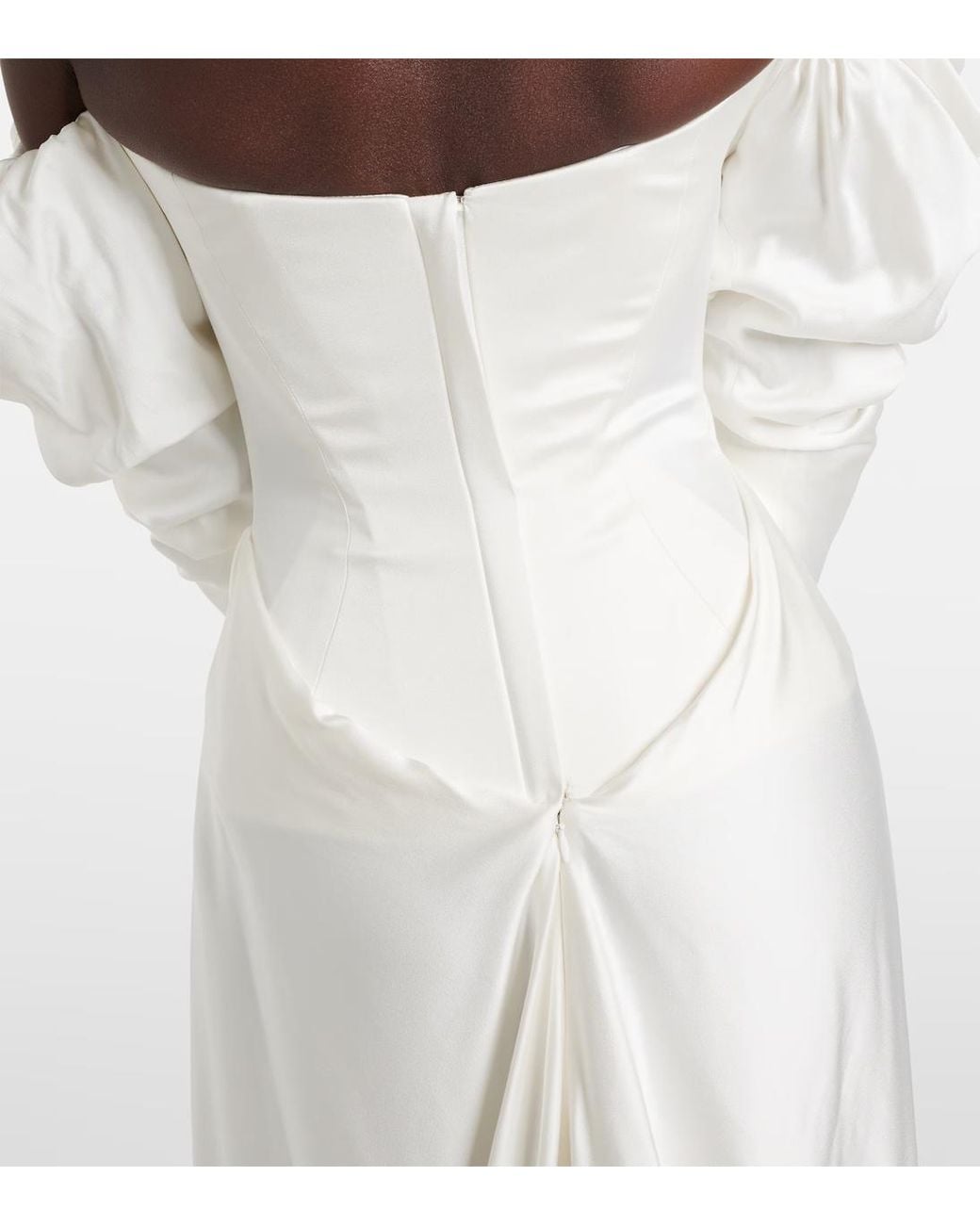 Vivienne Westwood White Bridal Ember Off-Shoulder Satin Corset Gown