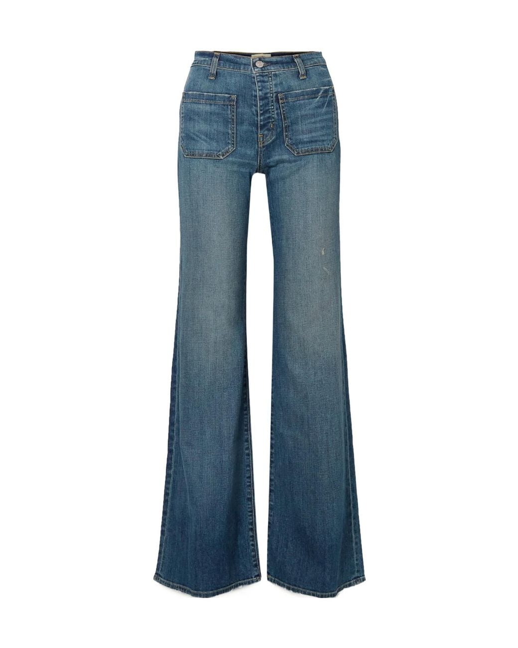 Nili Lotan Blue Distressed High-Rise Flared Jeans