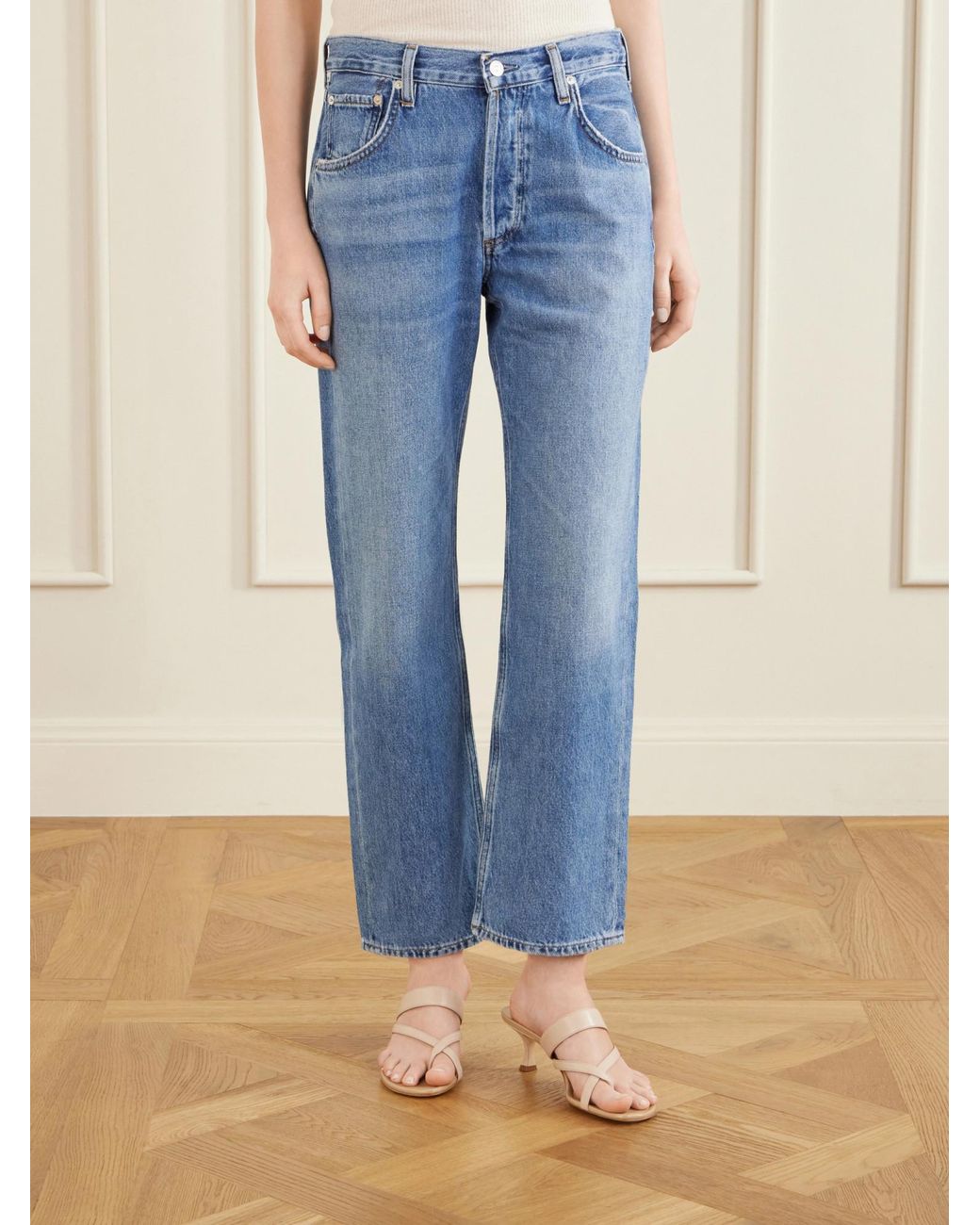 Citizens of Humanity Blue Mid-Rise Straight-Leg Boyfriend Jeans