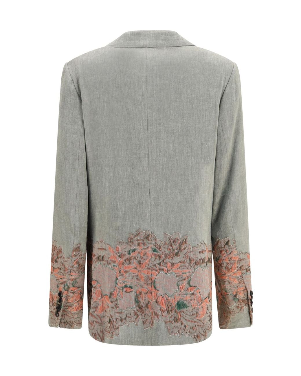Dries Van Noten Gray Double-Breasted V-Neck Jacket