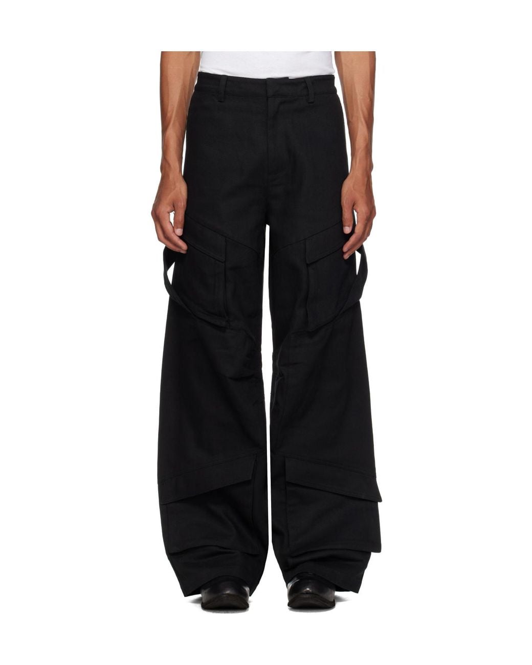 HELIOT EMIL Black Cellulae Cargo Pants for men