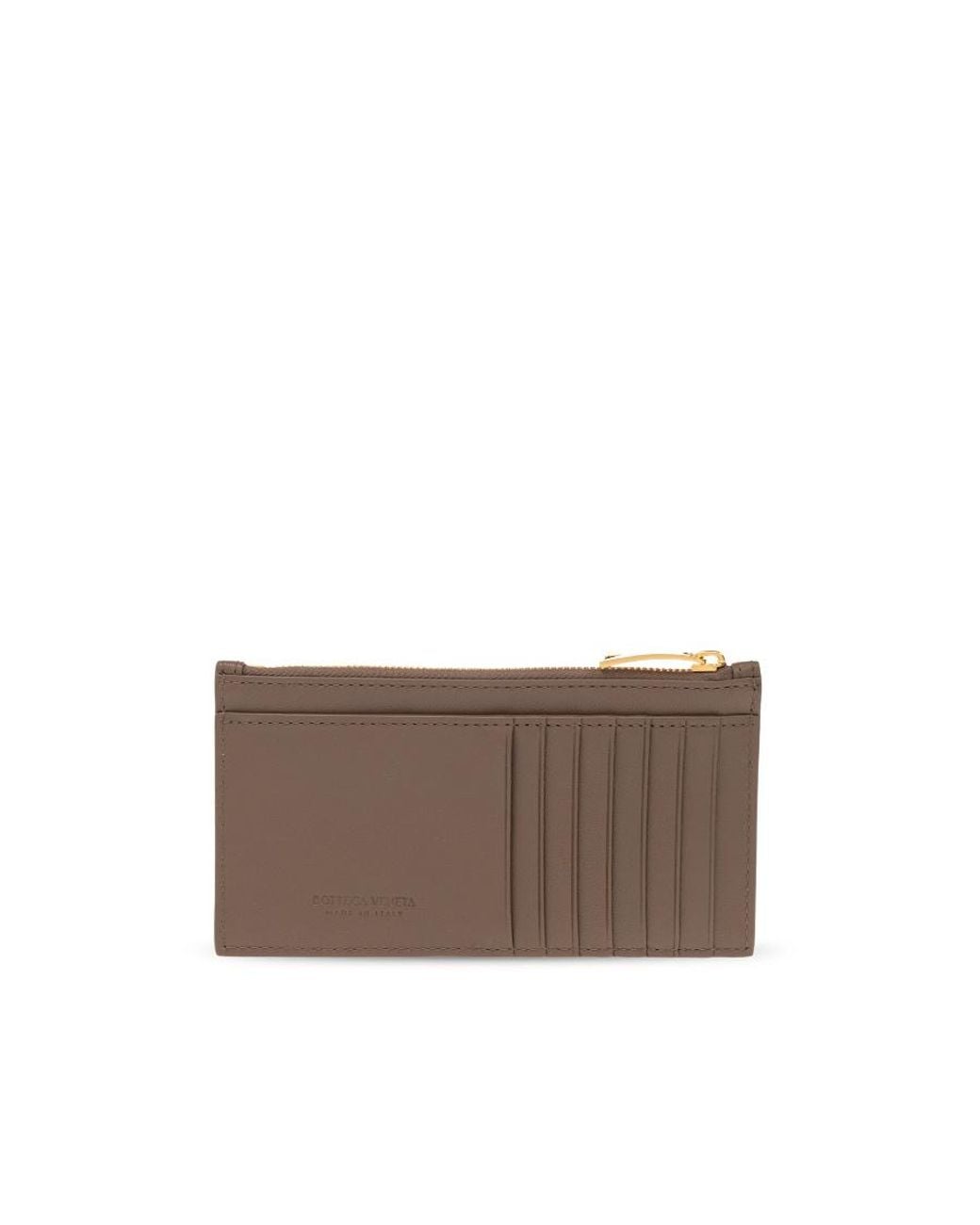 Bottega Veneta Brown Intreccio Zipped Wallet