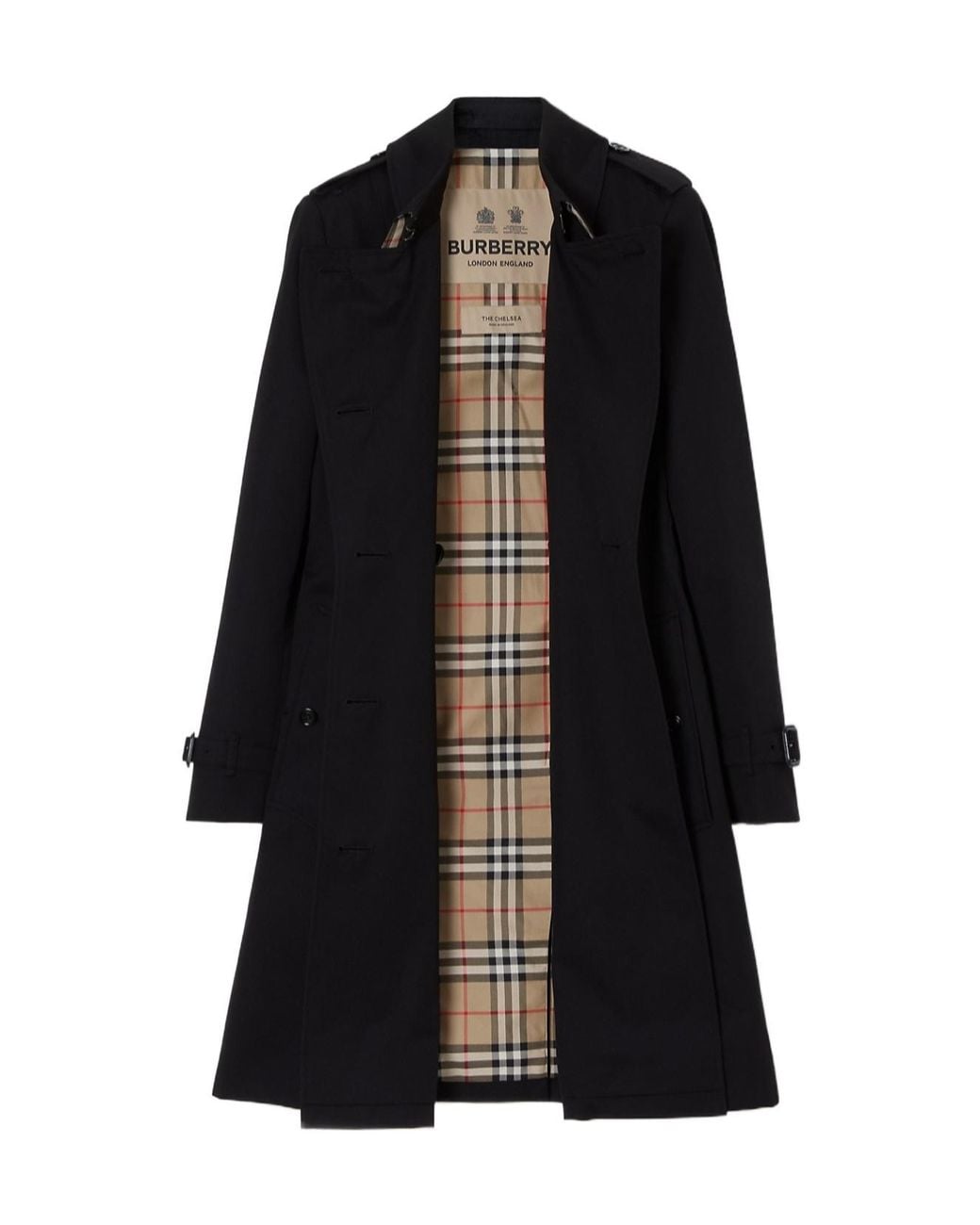 Burberry Black Double Breasted Belted Trench Coat