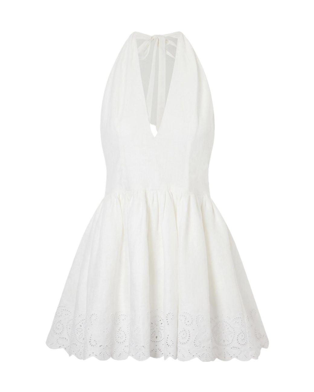 Staud White Summer Linen Mini Skirt