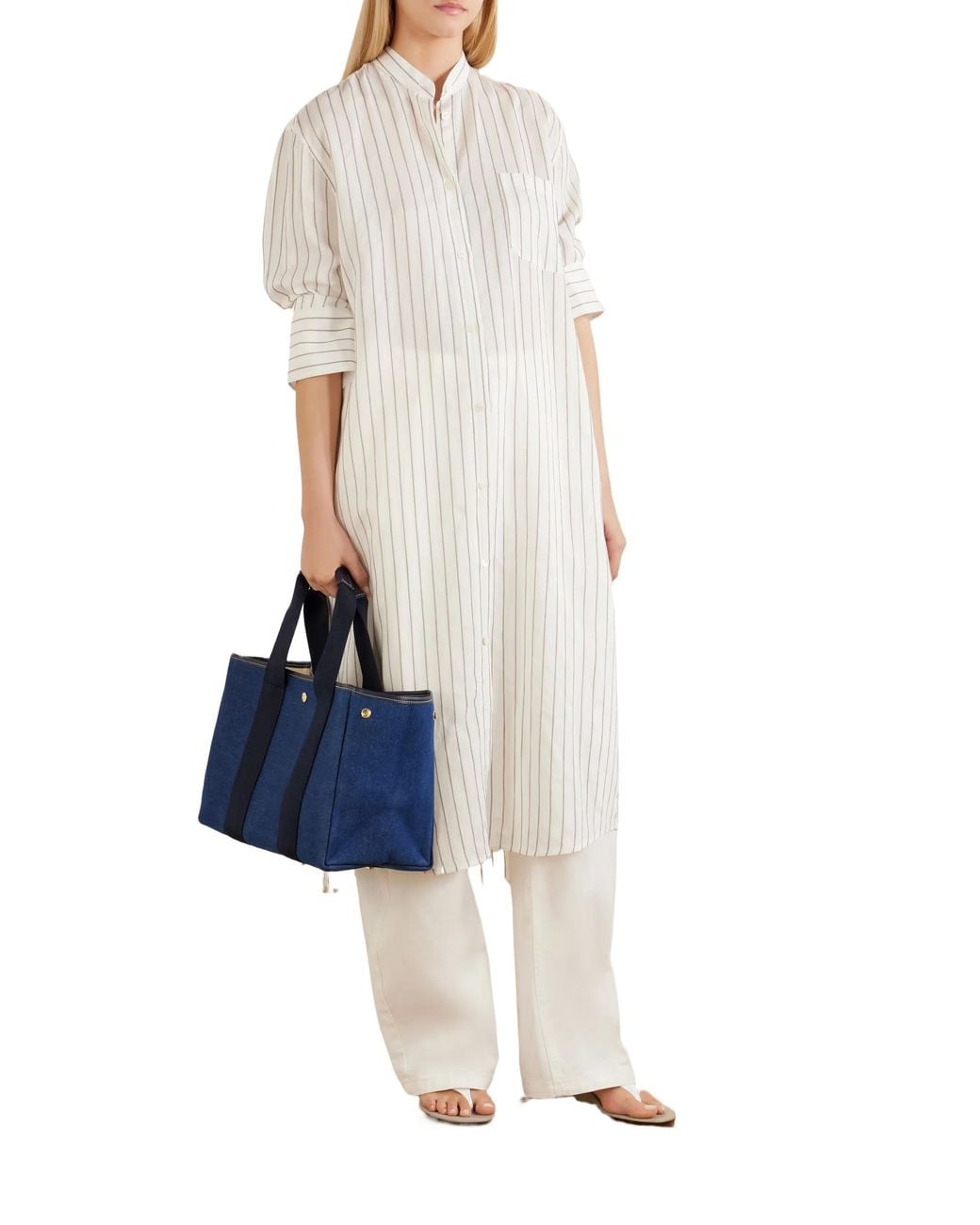 Rue de Verneuil Blue Denim Canvas Tote Bag