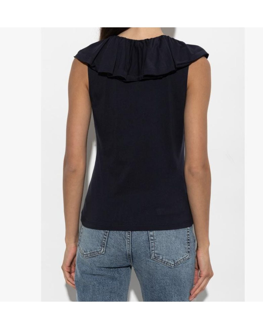 Ulla Johnson Black Sleeveless Ruffled Top