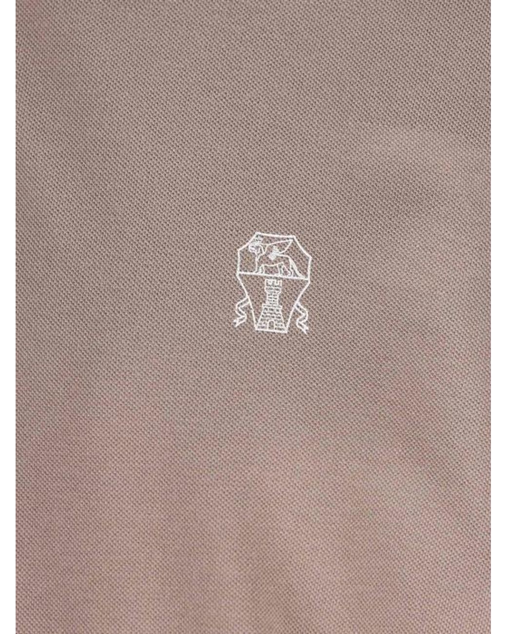 Brunello Cucinelli Multicolor Logo Embroidered Short-Sleeved Polo Shirt for men