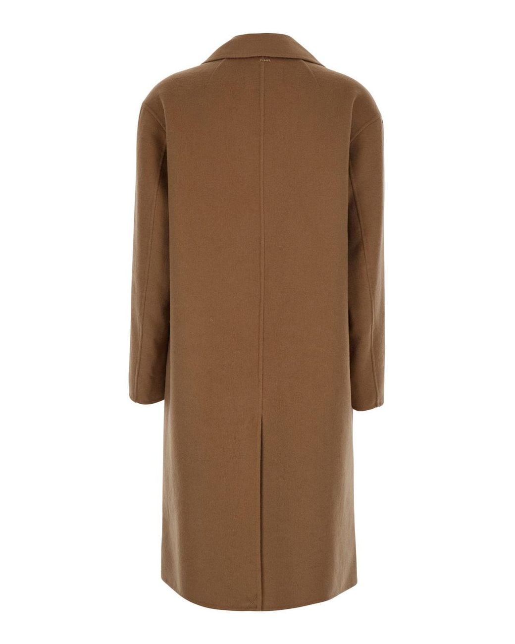 Twinset Brown Double-Breasted Long Coat