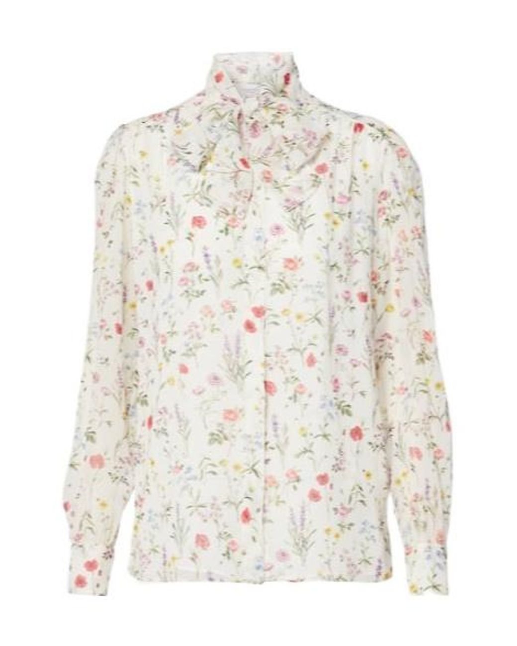 Giambattista Valli White Floral Silk Blouse