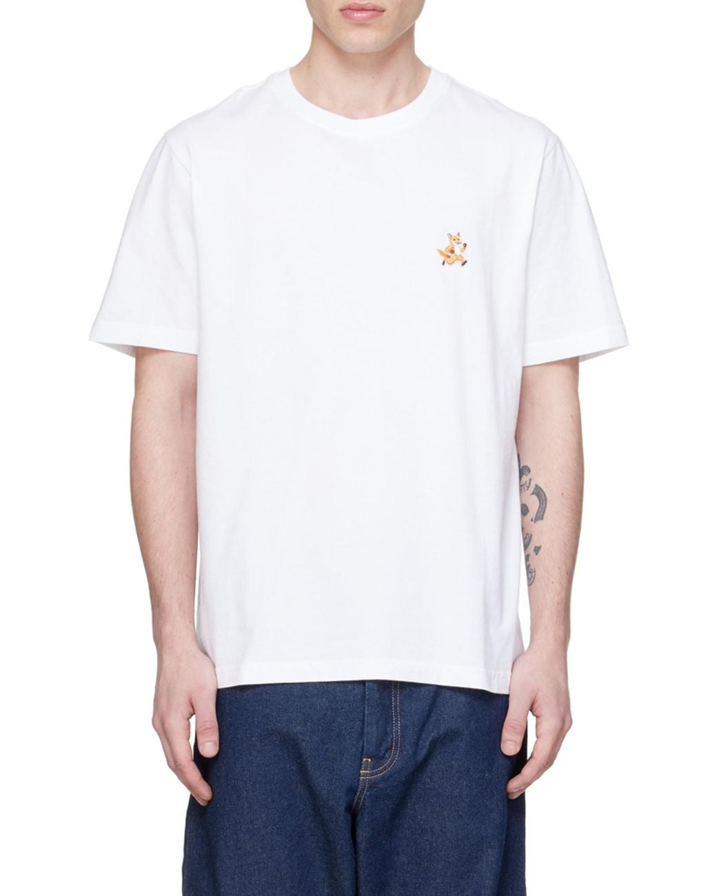 Maison Kitsuné White Maison Kitsuné Speedy Fox Patch Comfort T-Shirt for men