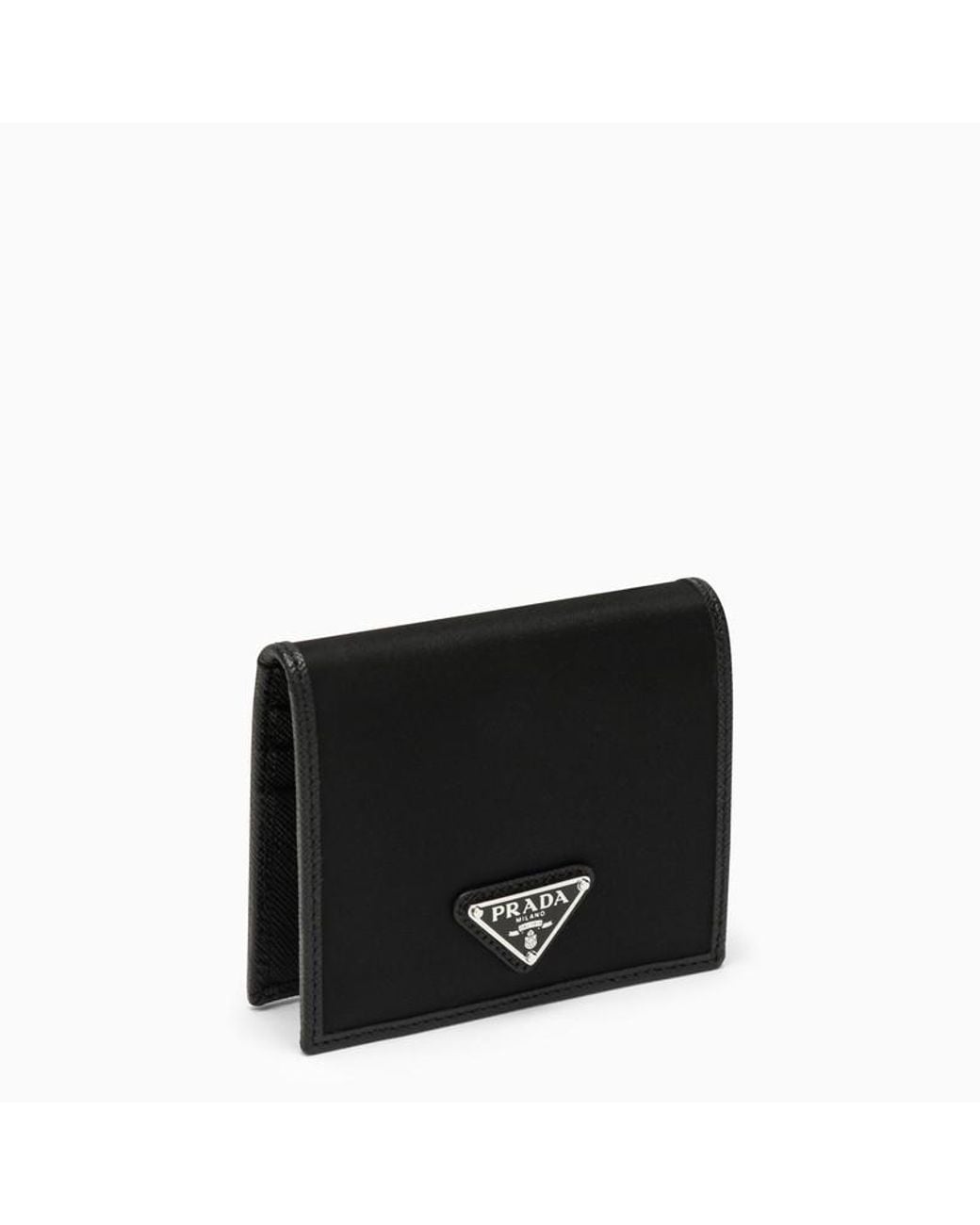 Prada Black Logo Plaque Bi-Fold Wallet for men