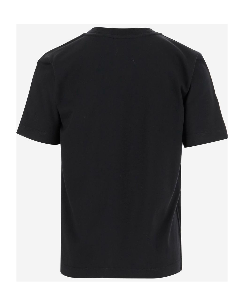 Burberry Black Logo Embroidered Check-Trim T-Shirt