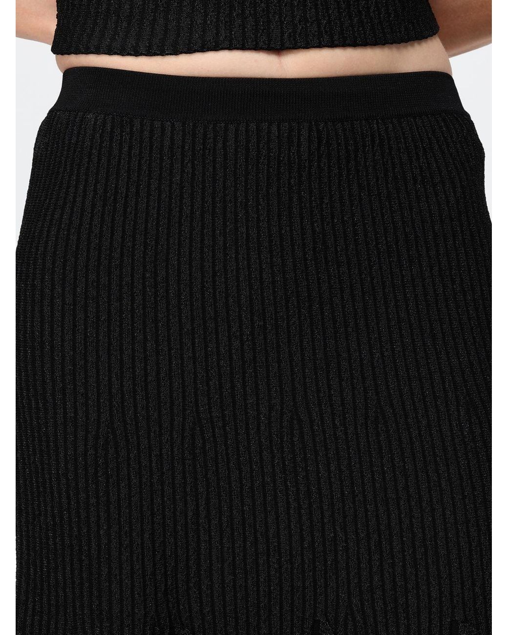 Elisabetta Franchi Black Pleated Midi Skirt