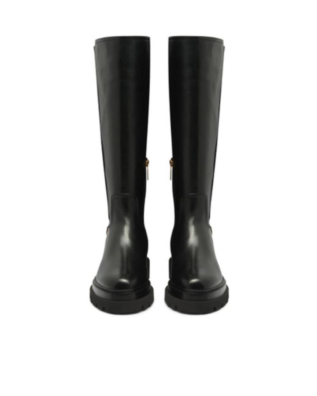 Santoni Black High Leather Boots