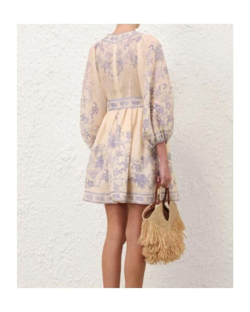 Zimmermann Natural Indra Plunge Mini Dress