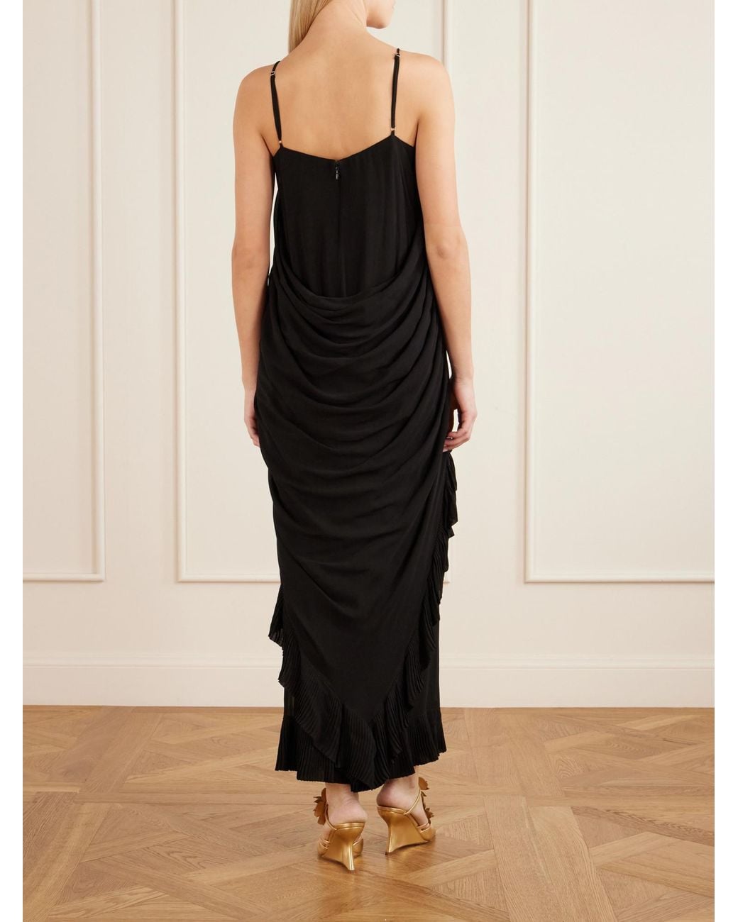 Zimmermann Black Floating Draped Jersey Maxi Dress