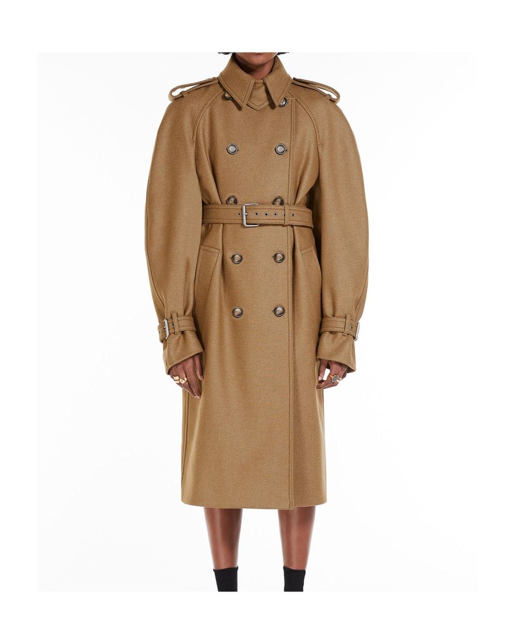 Sportmax Natural Double-Breasted Trench Coat