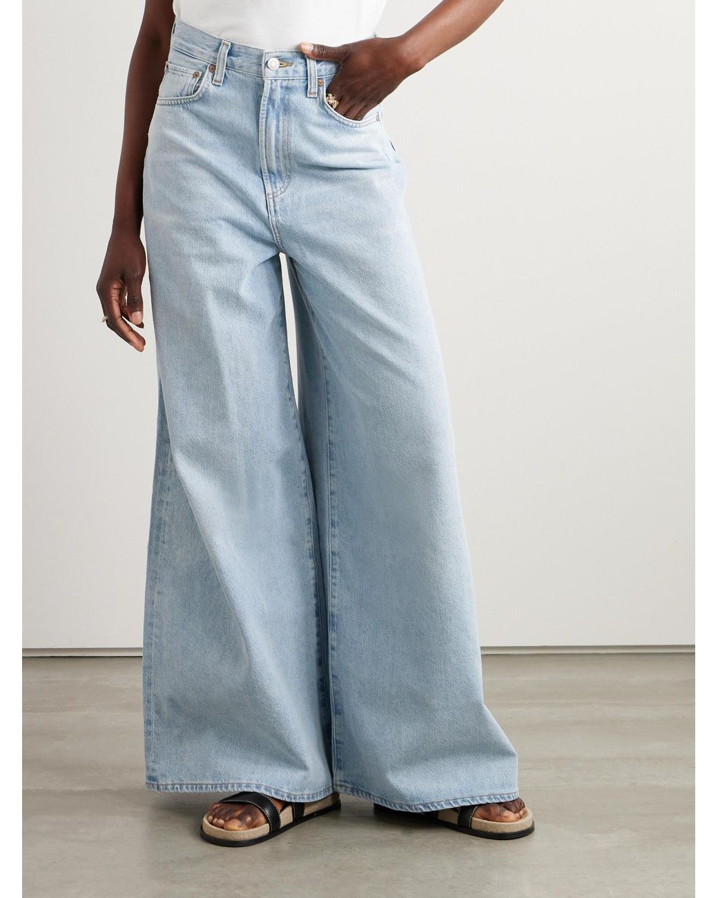 Agolde Blue High-Rise Wide-Leg Jeans