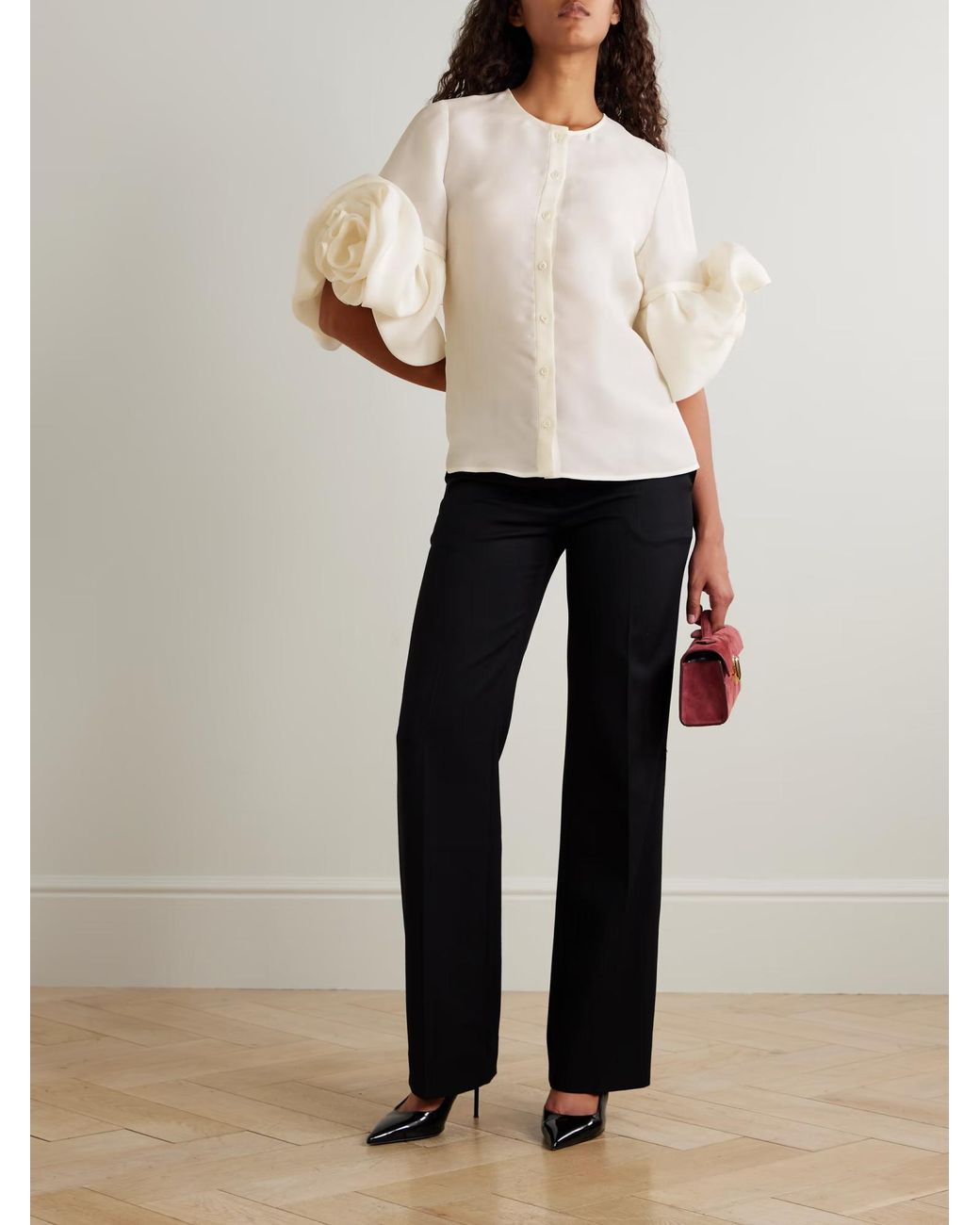 Carolina Herrera White Pleated Shirt