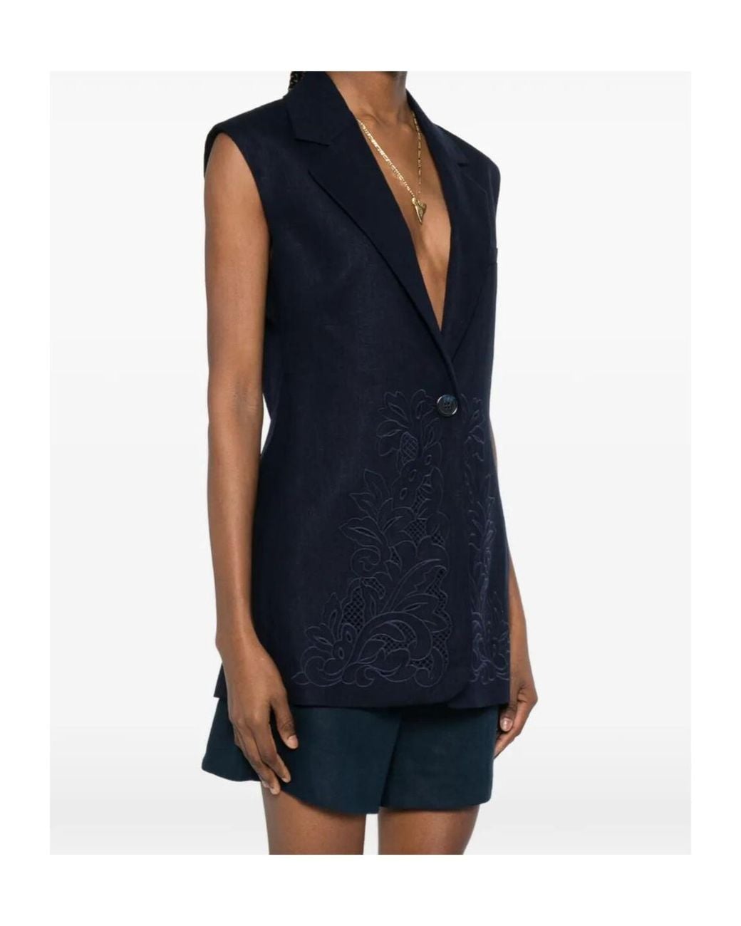 Twinset Blue Floral Sleeveless Jacket