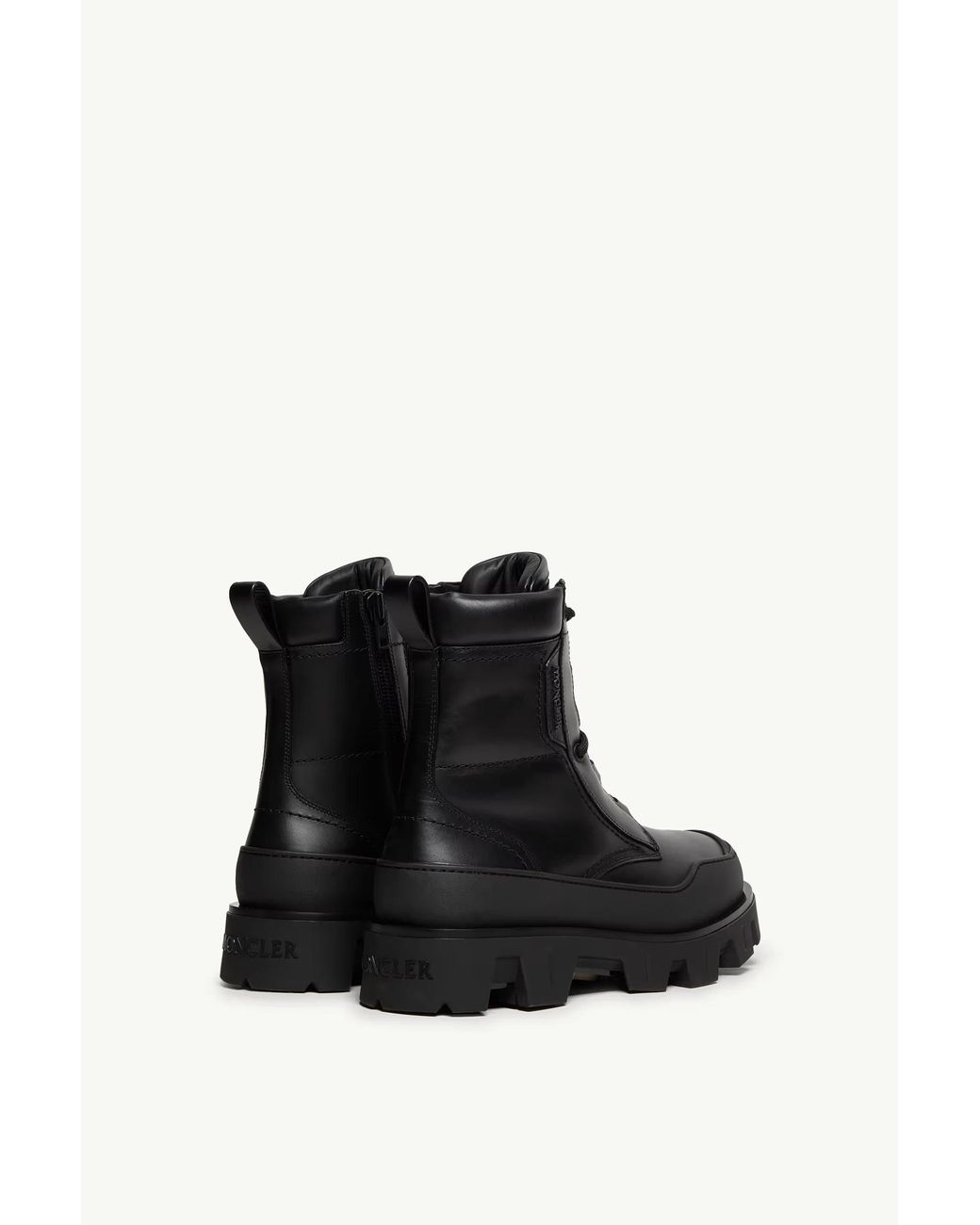 Moncler Black Peak Path Leather Lace-Up Boots for men