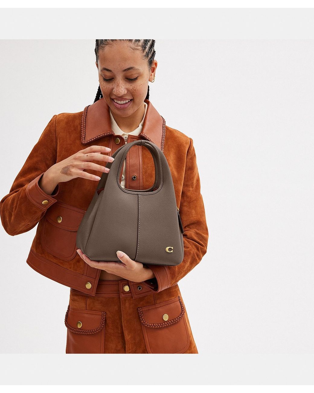 COACH Brown Lana Pebbled-Leather Tote Bag