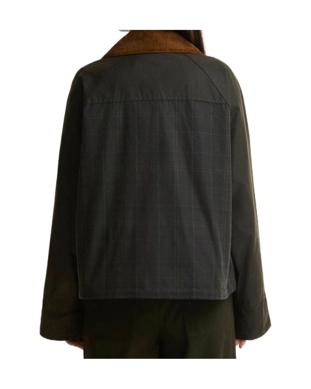 Barbour Brown Irene Check-Pattern Corduroy-Collar Jacket