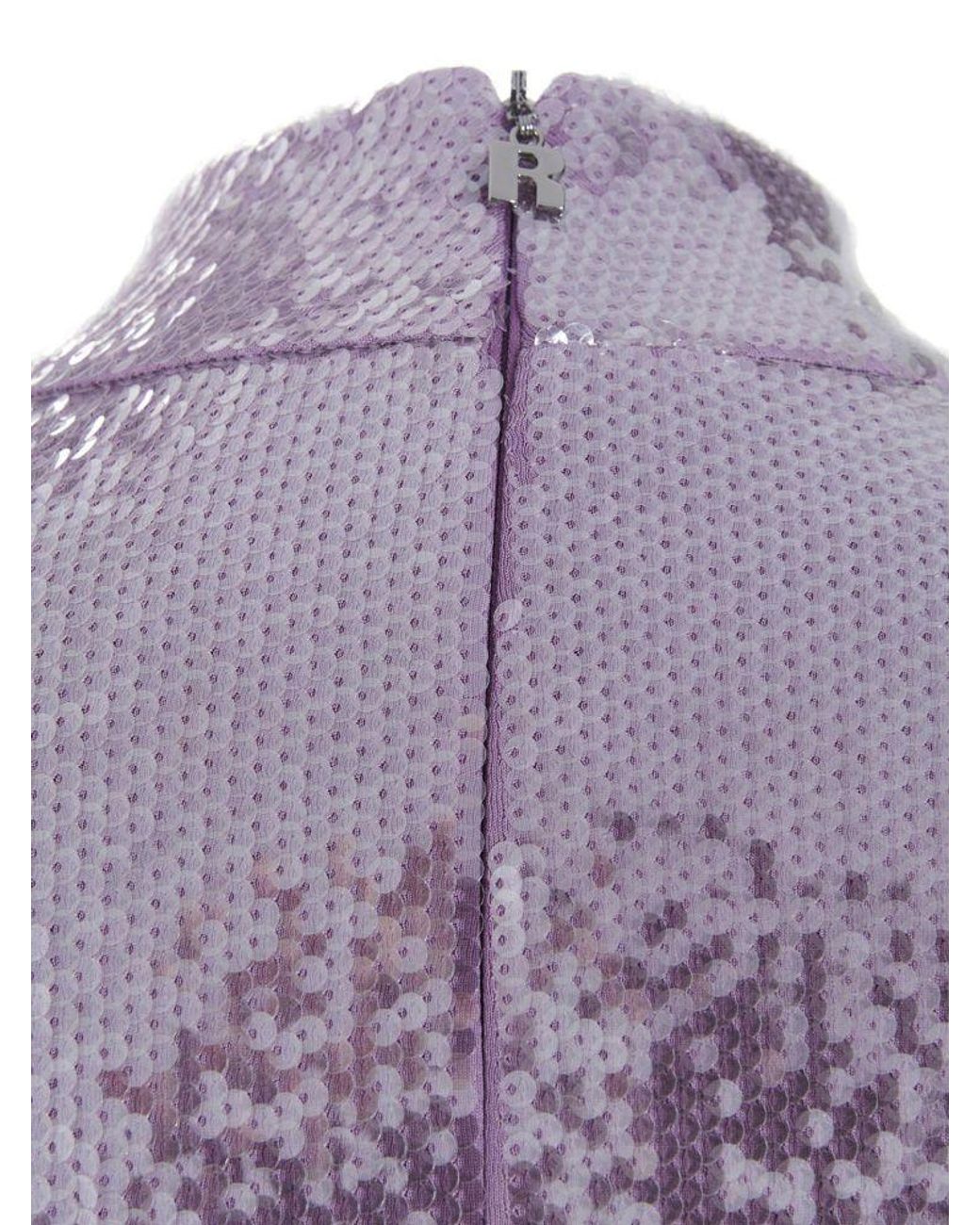 ROTATE BIRGER CHRISTENSEN Purple Sequinned High-Neck Cropped Top