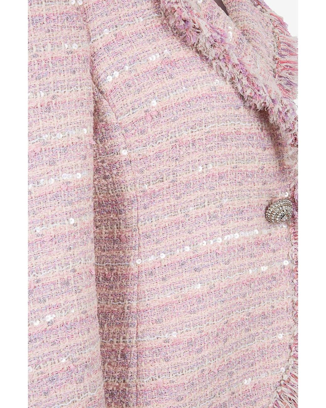 Giambattista Valli Pink Cinched-Waist Tweed Blazer