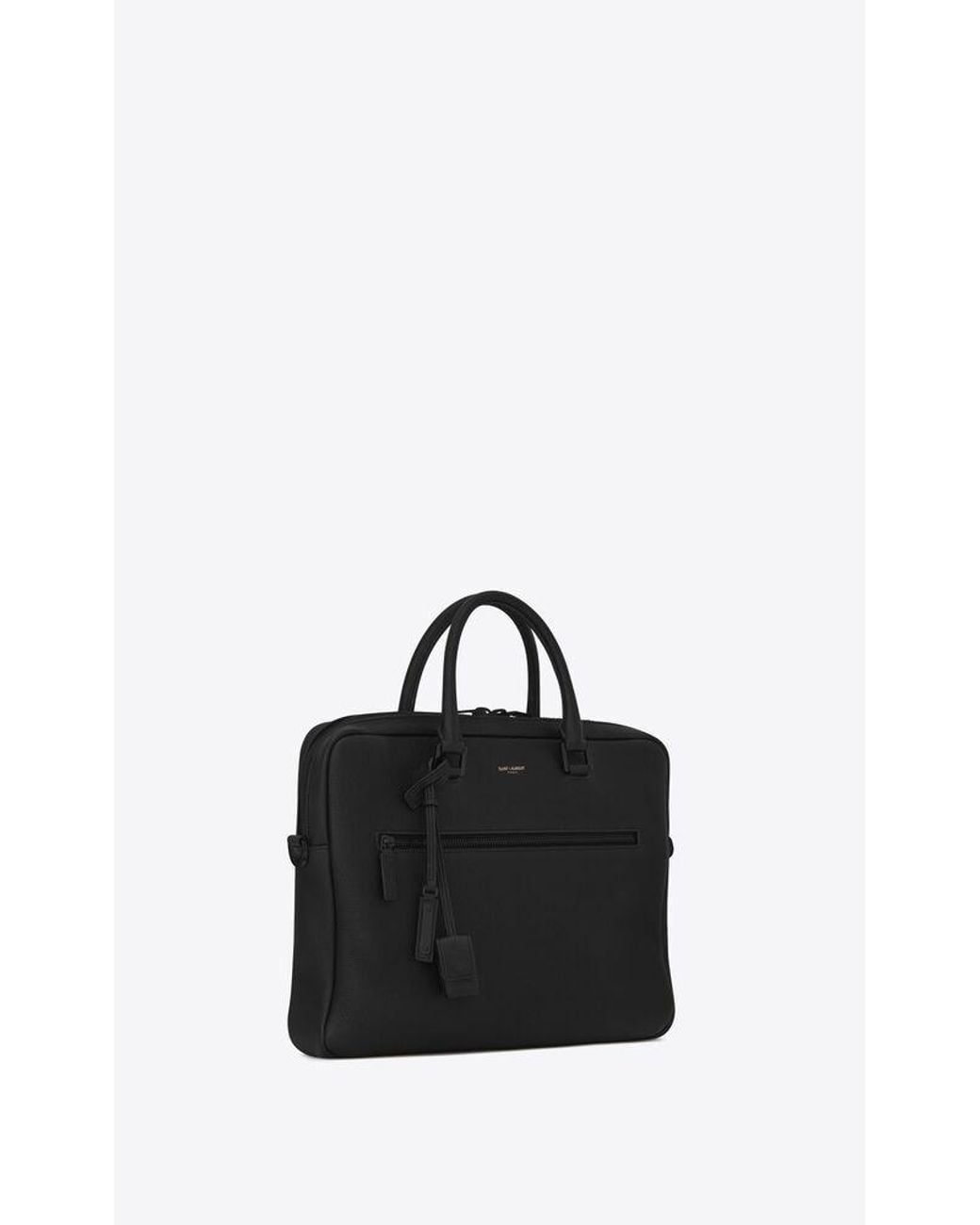Saint Laurent Black Logo-Stamp Briefcase for men