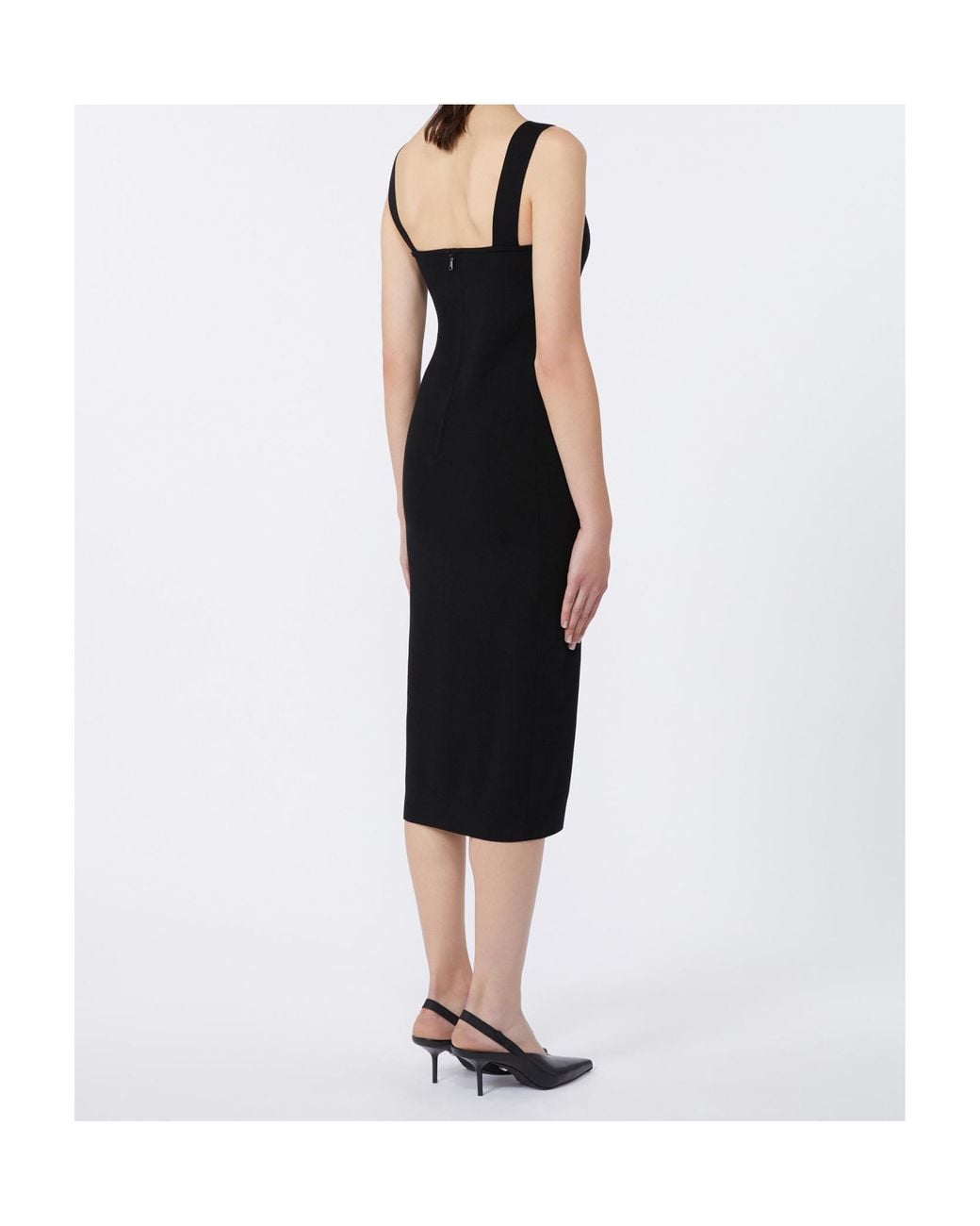 Max Mara Black Teak Compact Midi Dress