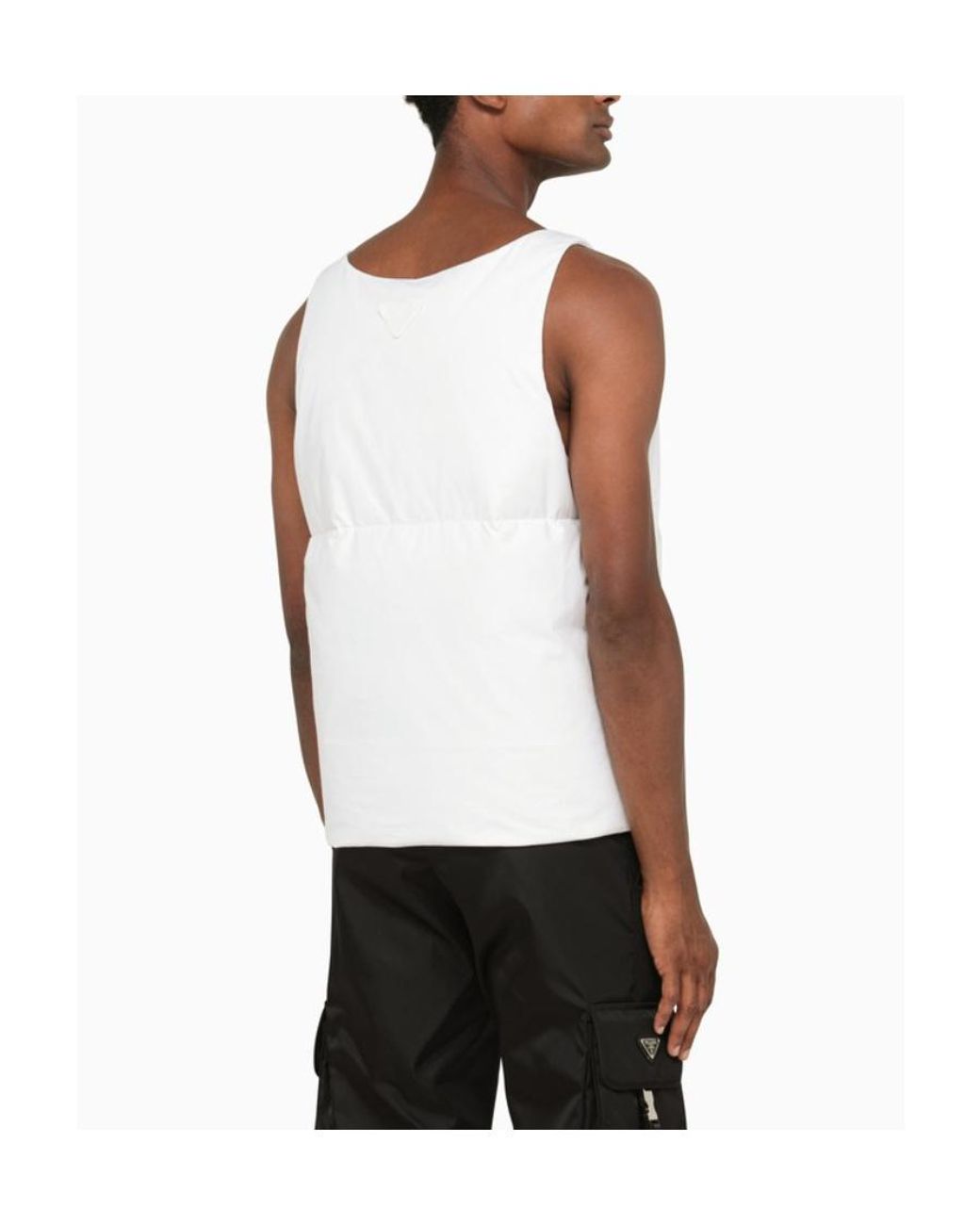 Prada White Cotton Down Tank Top for men