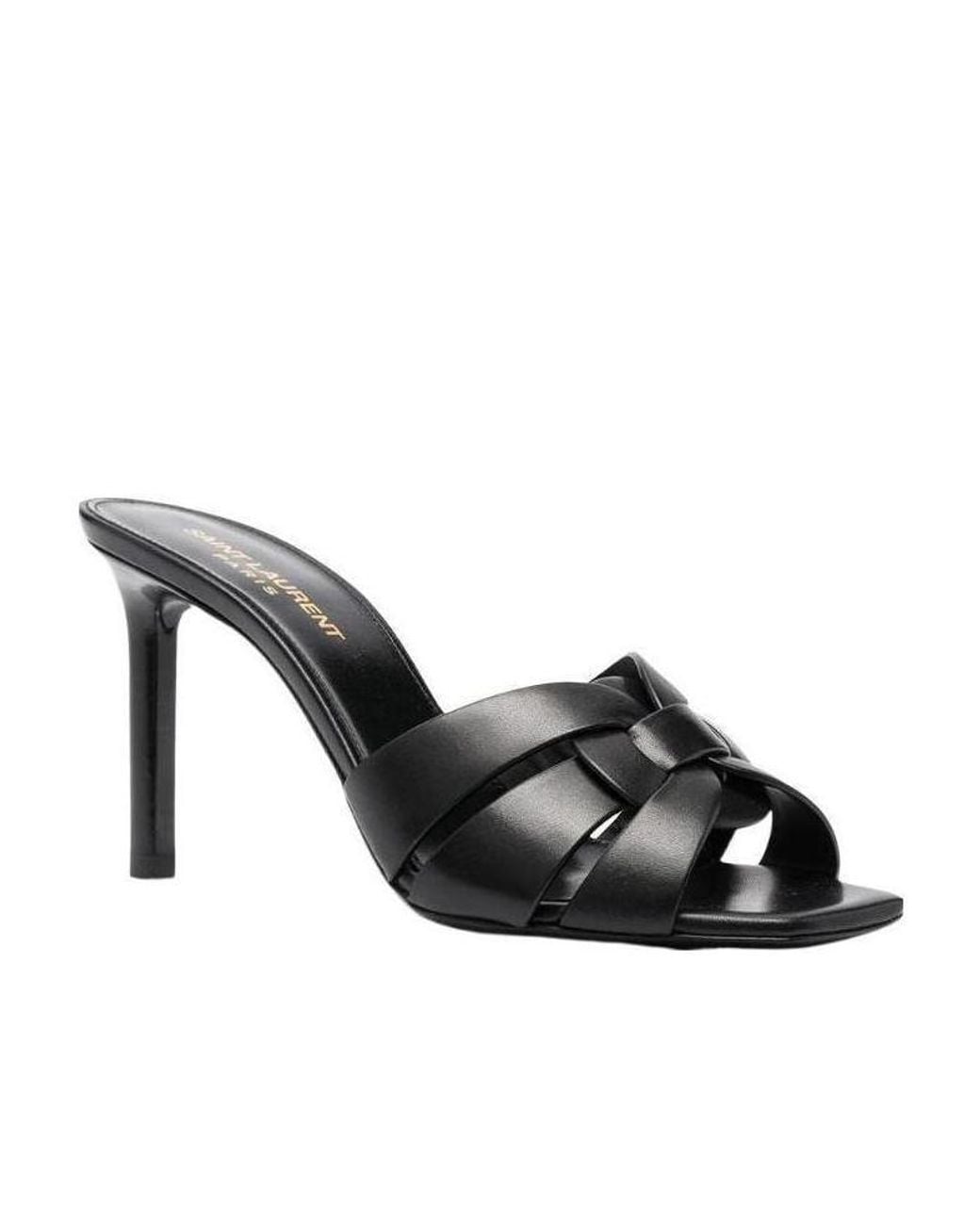 Saint Laurent Black Tribute Heeled Mules