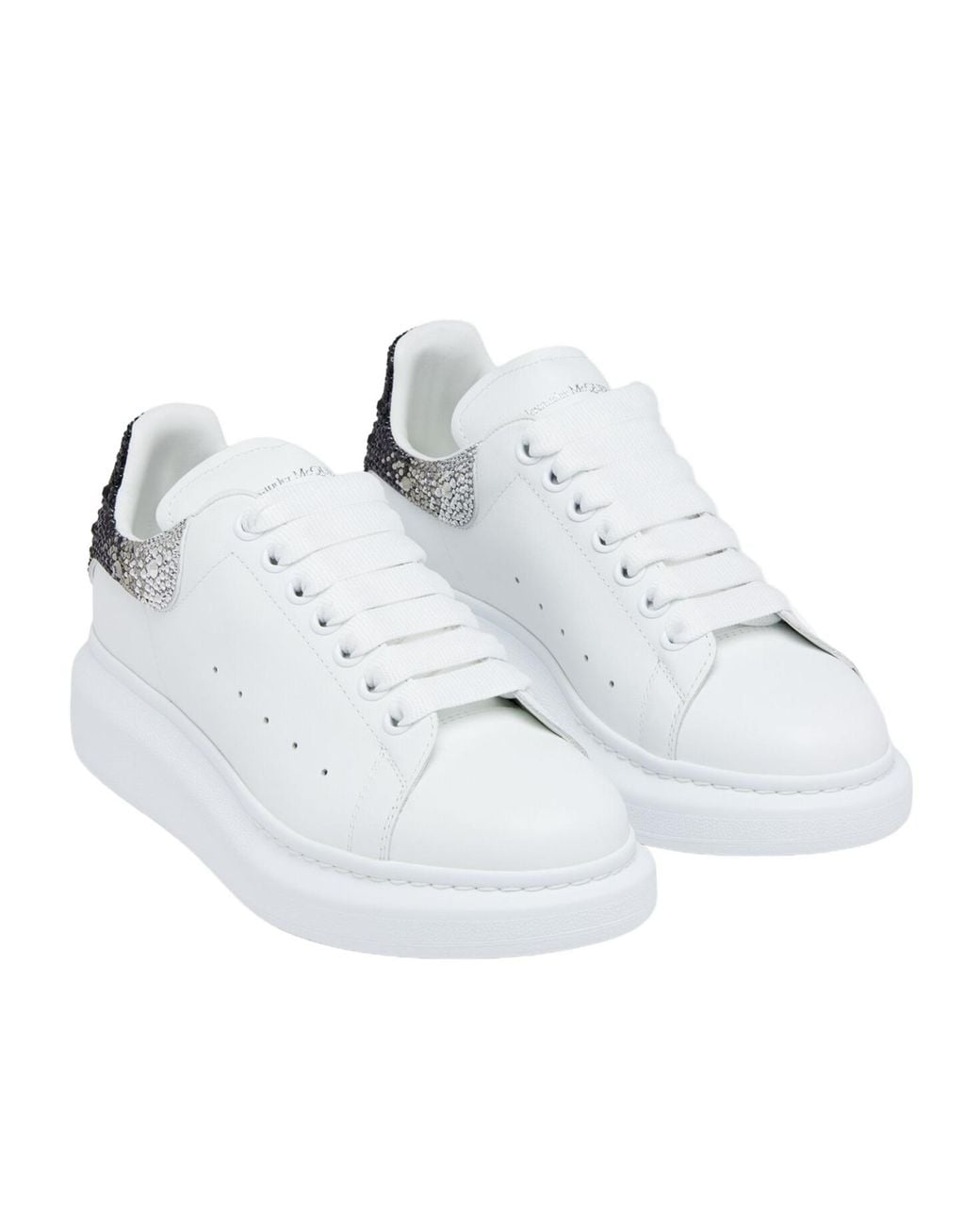 McQueen White Embellished Low-Top Sneakers