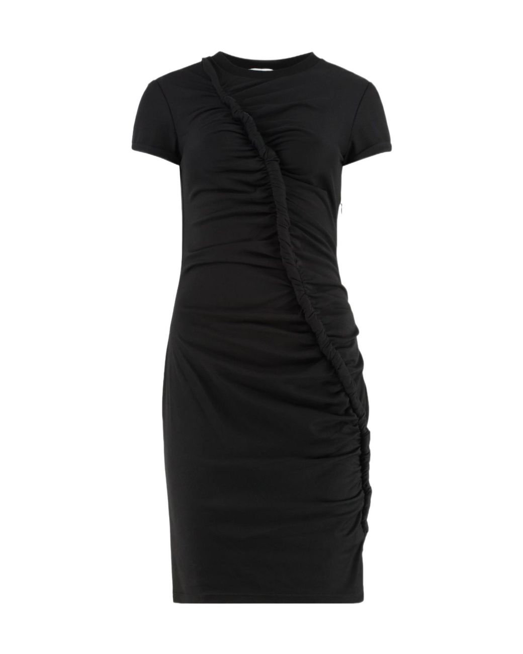 McQueen Black Gathered Detailed Mini Dress