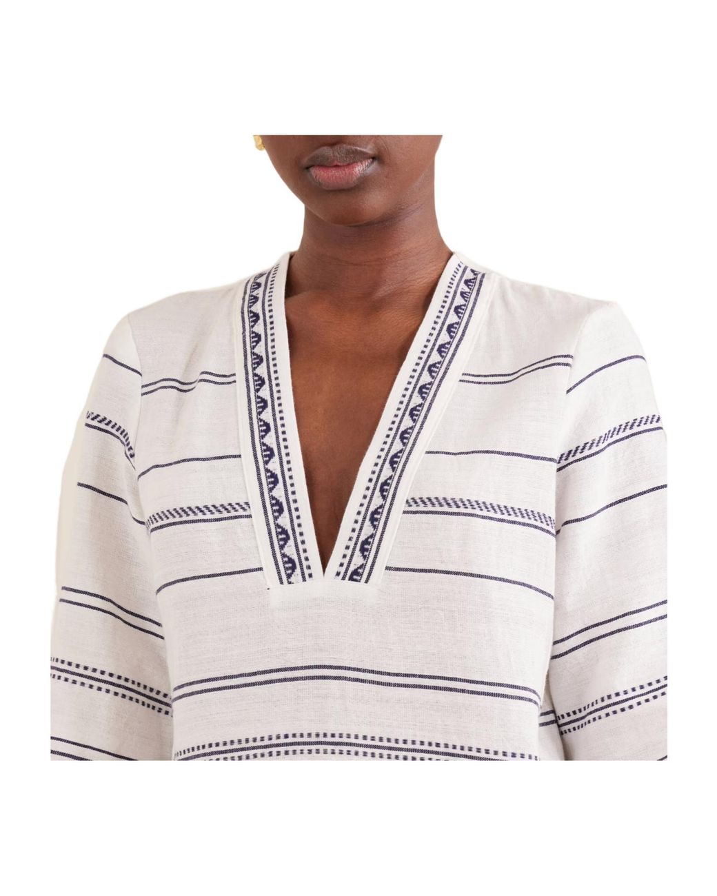 Lemlem White Striped Linen Maxi Dress