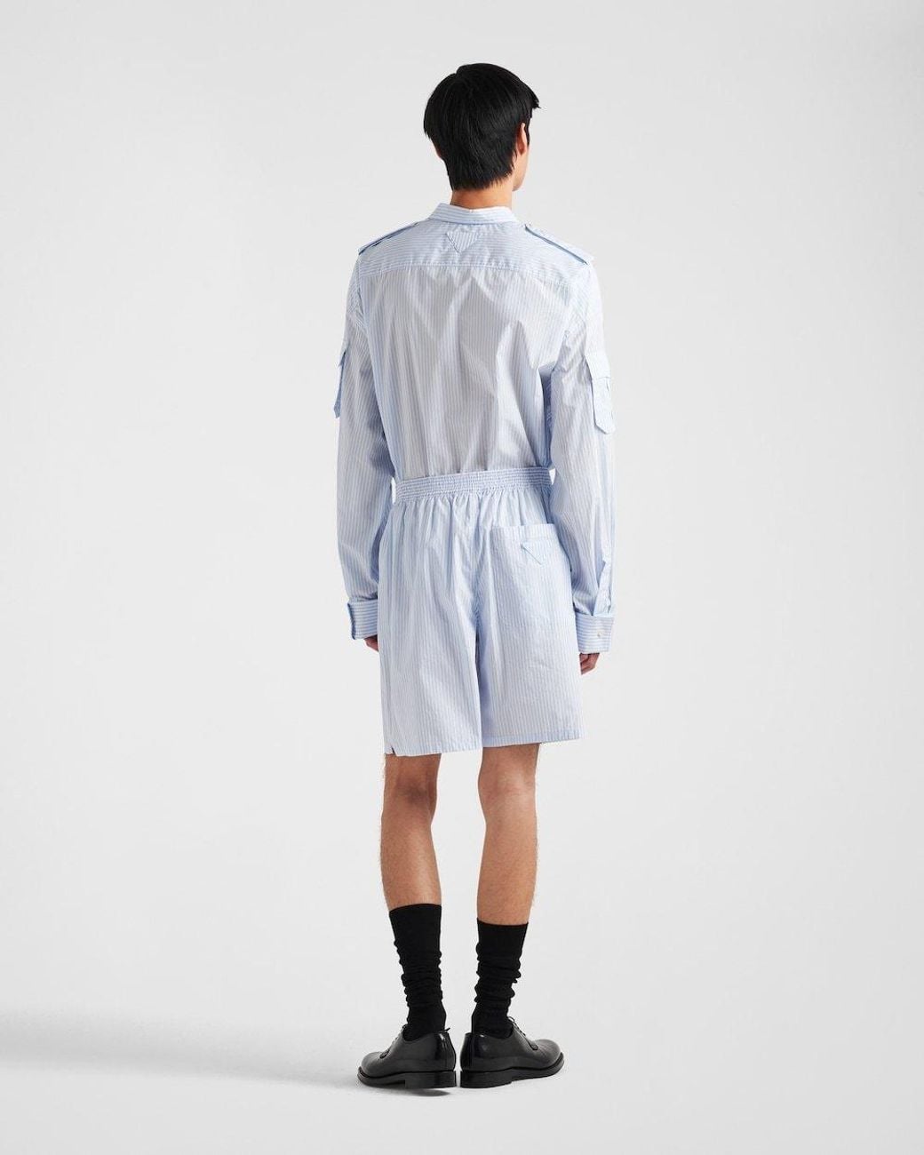 Prada Blue Striped Knee-Length Deck Shorts for men